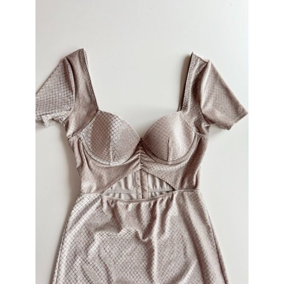 LA SENZA Grey Velvet Glitter Padded Sweetheart Corset Mini Dress, Size S - Picture 5 of 14
